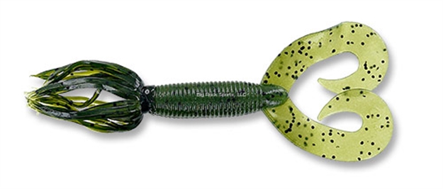 Picture of Yamamoto Double Tail Hula Grub, 5", 10Pk, Watermelon/Black Flake