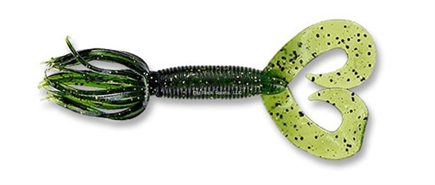 Picture of Yamamoto Double Tail Hula Grub, 5", 10Pk, Watermelon With Large Black & Small Gold