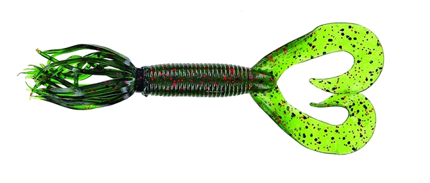 Picture of Yamamoto Double Tail Hula Grub, 5", 10Pk, Watermelon With Large Black & Small Red