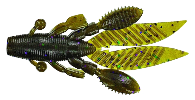 Picture of Yamamoto Flappin' Hog Creature Bait, 3.75", 7Pk, Green Pumpkin With Large Green & Large Purple