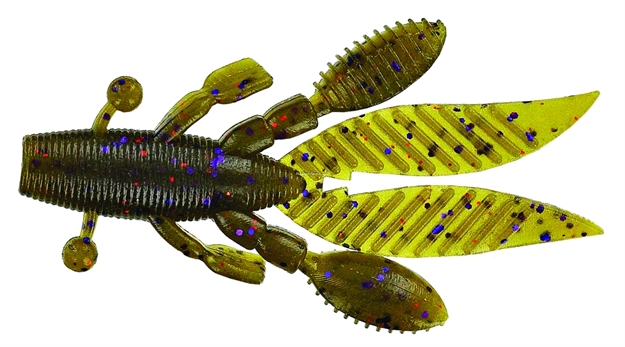 Picture of Yamamoto Flappin' Hog Creature Bait, 3.75", 7Pk, Green Pumpkin With Purple & Small Copper