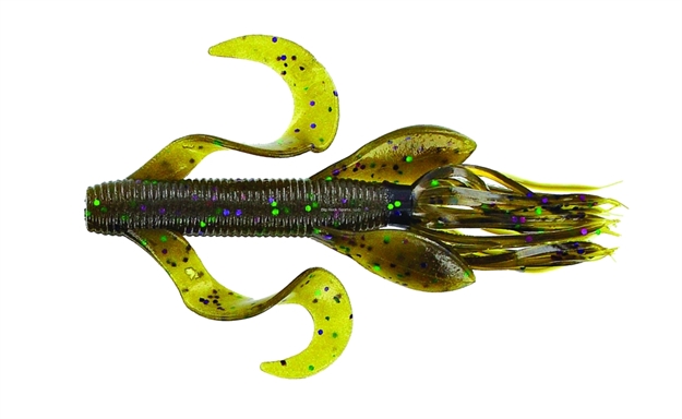 Picture of Yamamoto Kreature, 4", 7Pk, Green Pumpkin With Large Green & Large Purple