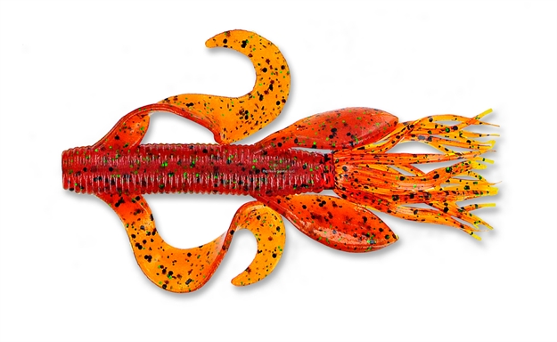 Picture of Yamamoto Kreature, 4", 7Pk, Pumpkin (Orange) With Large Black & Small Green