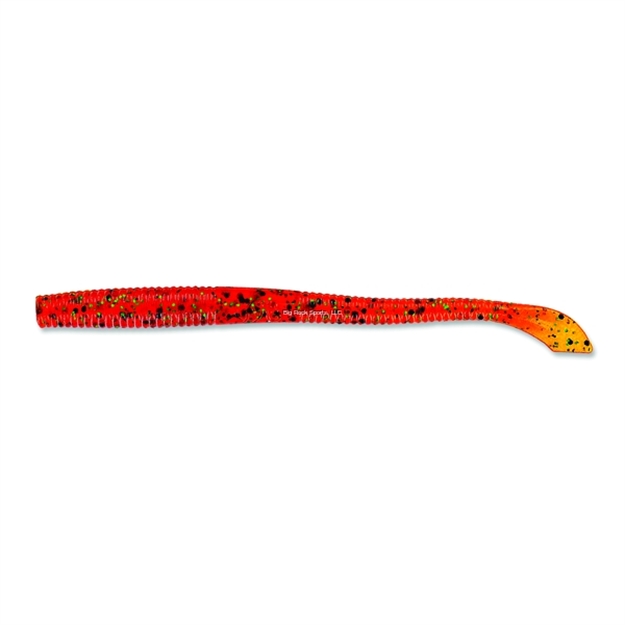Picture of Yamamoto Kut Tail Worm, 6 .5", 10Pk, Pumpkin (Orange) With Large Black & Small Green