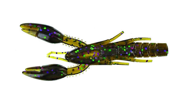 Picture of Yamamoto Psychodad Crawdad Bait, 4", 5Pk, Green Pumpkin With Large Green & Large Purple