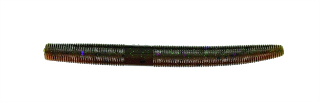 Picture of Yamamoto Senko Worm, 4", 10Pk, Dark Green Pumpkin With Purple/Black/Small Emerald/Transparent Amber Laminate