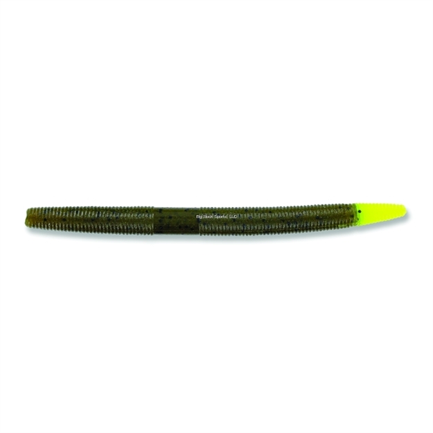 Picture of Yamamoto Senko Worm, 5", 10Pk, Green Pumpkin With Large Black & Chartreuse Tip 9-10-547