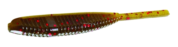 Picture of Yamamoto Shad Shape Worm, 3.75", 10Pk, Green Pumpkin & Red