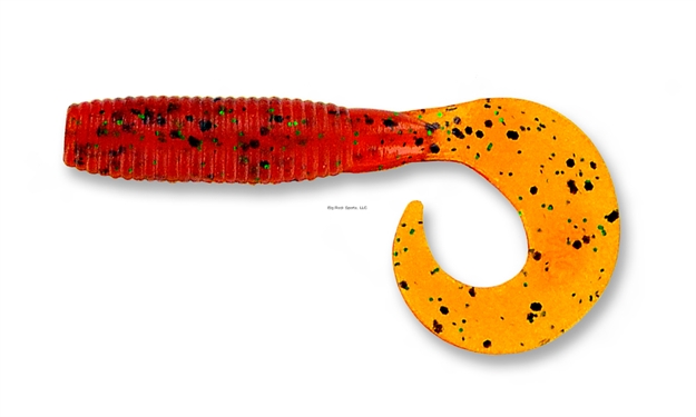 Picture of Yamamoto Single Tail Grub, 4", 20Pk, Pumpkin (Orange) With Large Black & Small Green