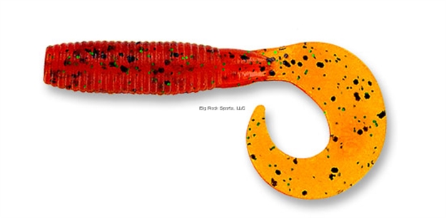 Picture of Yamamoto Single Tail Grub, 5", 20Pk, Pumpkin (Orange) With Large Black & Small Green
