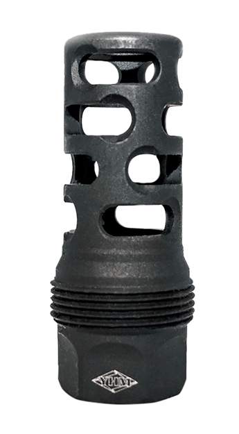 Picture of  Yankee Hill 4405Mb28 Srx Q.D. Muzzle Brake Long Black Phosphate Steel With 1/2"-28 Tpi, 9Mm, 2.30" Oal & 9.375" Diameter For Srx Adapters 841812101529