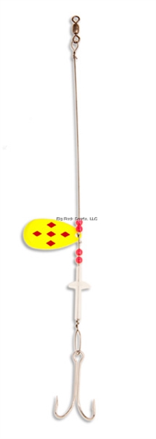 Picture of Yellow Bird Prescott Strip-On Rig - 6" Leader 1-1/4" Prescott Blade, 2/0 Double Hook - Rig 5-Of-Diamonds