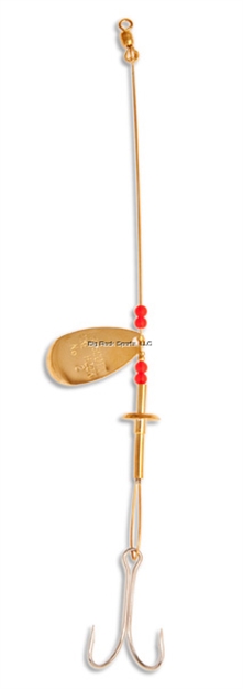 Picture of Yellow Bird Prescott Strip-On Rig - 6" Leader 1-1/4" Prescott Blade, 2/0 Double Hook - Rig Gold