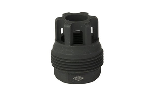 Picture of  Yankee Hill 4401Mb24 Srx QD Mini Muzzle Brake Black Phosphate Steel With 5/8"-24 Tpi, 9Mm, 1.10" Oal & 9.375" Diameter For Srx Adapters