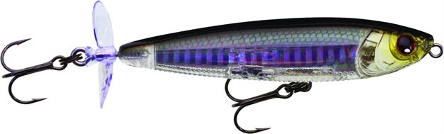 Picture of Yo-Zuri 3Db Prop Topwater Lure W/Rattles And Tail Prop, 3 1/2", 7/16 Oz, Prism Silver Black, Floating