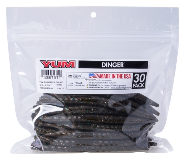 Picture of Yum Dinger Worm 5", Ghillie Suit, 30/Bag