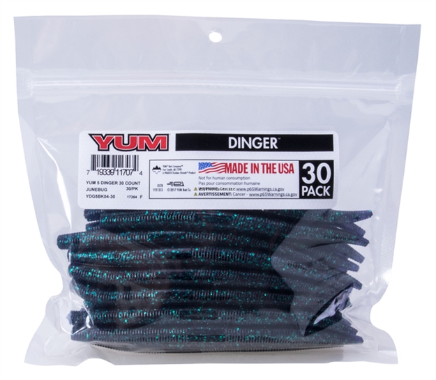Picture of Yum Dinger Worm 5", Junebug, 30/Bag
