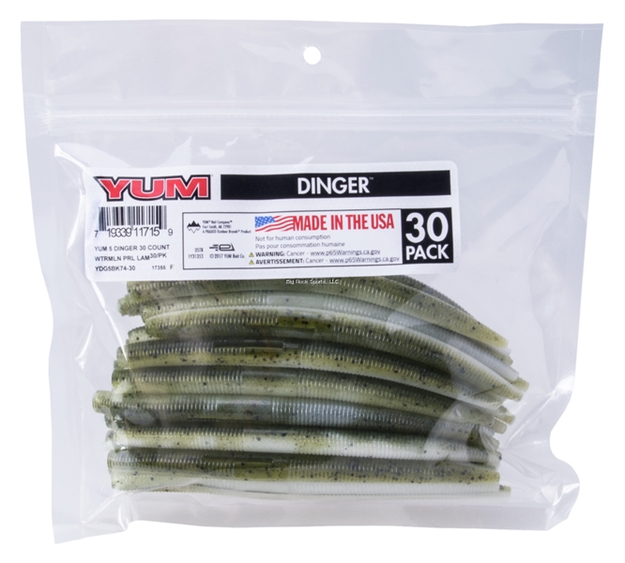 Picture of Yum Dinger Worm 5", Watermelon Pearl Laminate, 30/Bag