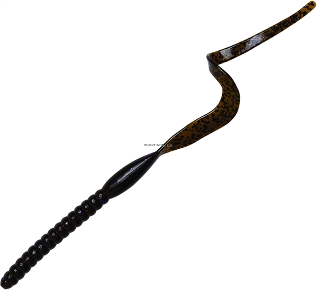 Picture of Yum Ribbontail Worm, 7 1/2", Green Pumpkin/Purple Flake, Floating,12/Bag Soft Plastic YRBT744