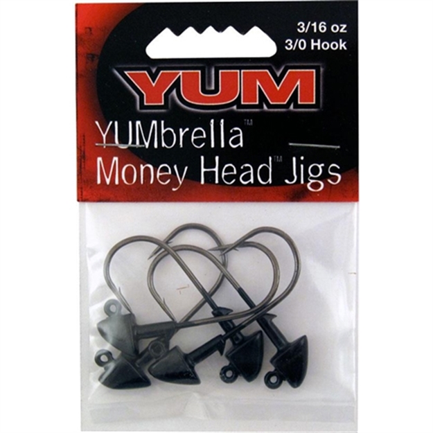 Picture of Yum Yumbrella Money Head Jig Head, 3/16 Oz, Black,5/Pack Soft Plastic YBMHJ3631