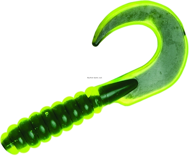 Picture of Yum Walleye Curltail Grub, 3", Chartreuse Black Core, 12/Bag