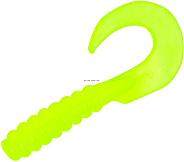 Picture of Yum Walleye Curltail Grub, 3", Chartreuse, Floating,12/Bag