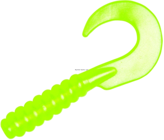 Picture of Yum Walleye Curltail Grub, 3", Chartreuse Pearl, Floating,12/Bag