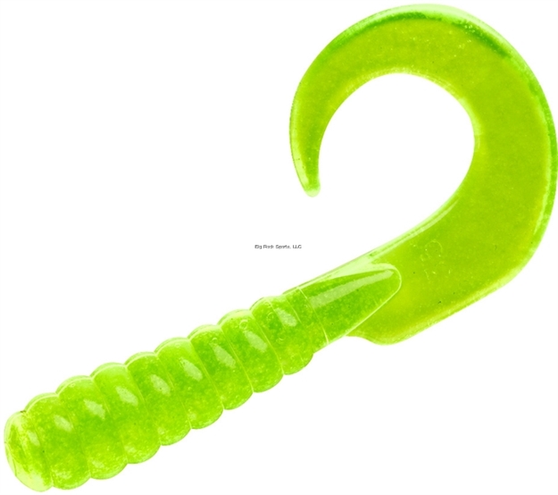 Picture of Yum Walleye Curltail Grub, 4", Chartreuse, 12/Bag