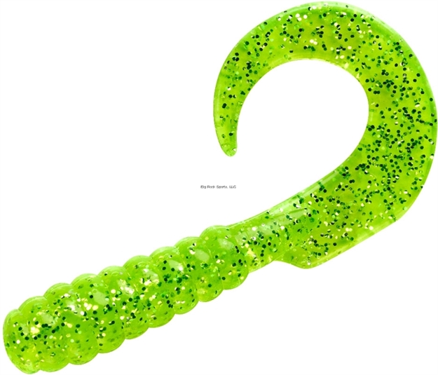 Picture of Yum Walleye Curltail Grub, 4", Chartreuse Silver Flake, 12/Bag