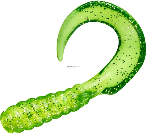 Picture of Yum Walleye Curltail Grub, 4", Lime Core, 12/Bag