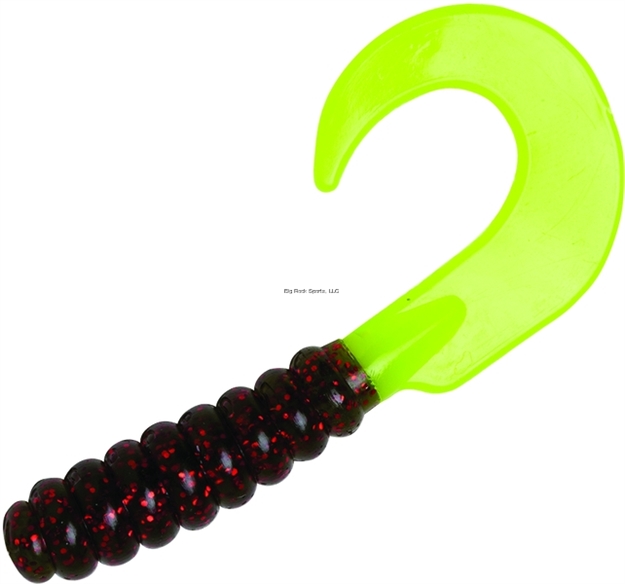 Picture of Yum Walleye Curltail Grub, 3", Avocado Red Core, 12/Bag