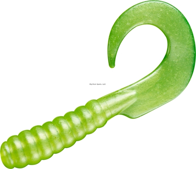 Picture of Yum Walleye Curltail Grub, 4", Chartreuse Pearl, 12/Bag