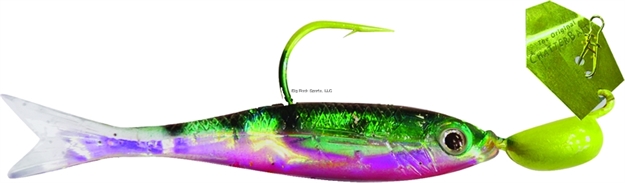 Picture of Z-Man Chatterbait Flashback Mini Bladed Swim Jig, 1/8 Oz, Chartreuse/Rainbow