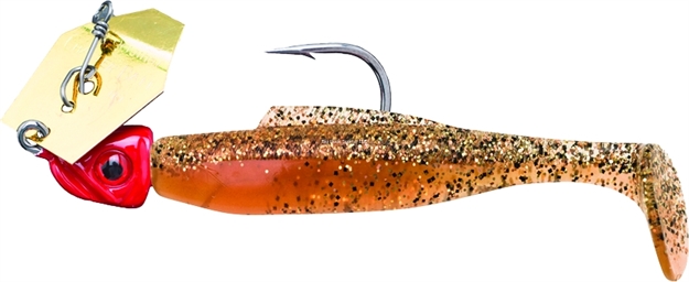Picture of Z-Man Diezel Inshore Chatterbait Bladed Swimbait, 4", 1/4 Oz, New Penny Gold Blade/Red Head