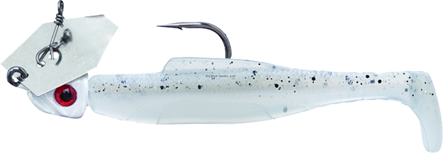 Picture of Z-Man Diezel Inshore Chatterbait Bladed Swimbait, 4", 1/4 Oz, Pearl Blue Glim Silver Blade/White Head