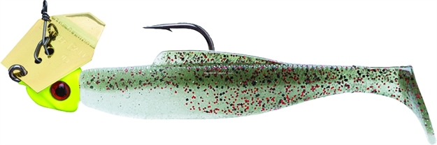 Picture of Z-Man Diezel Inshore Chatterbait Bladed Swimbait, 4", 1/4 Oz, Redbone Gold Blade/Chartreuse Head