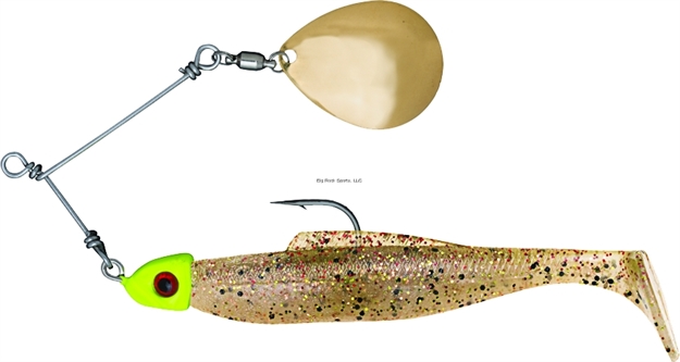 Picture of Z-Man Diezel Spin W/Minnowz Trailer, 4", 1/4 Oz, Houdini Gold Blade/Chartreuse Head