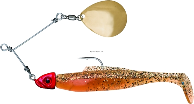 Picture of Z-Man Diezel Spin W/Minnowz Trailer, 4", 1/4 Oz, New Penny Gold Blade/Red Head