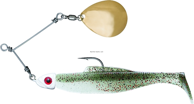 Picture of Z-Man Diezel Spin W/Minnowz Trailer, 4", 1/4 Oz, Redbone Gold Blade/White Head