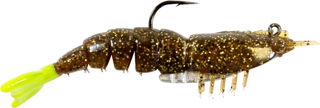 Picture of Z-Man Elaztech EZ Shrimpz Rigged 3.5" Rootbeer/Chartreuse Tail 2 Pack