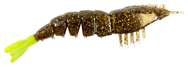 Picture of Z-Man Elaztech EZ Shrimpz Unrigged 3.5" Rootbeer/Chartreuse Tail 4 Pack
