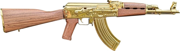 Picture of  Zastava Arms Usa Zr7762wmgl Zpapm70  7.62X39mm 16.25" 30+1, 24K Gold Plated Barrel/Rec, Walnut Stock & Grip, Gold Mag Included