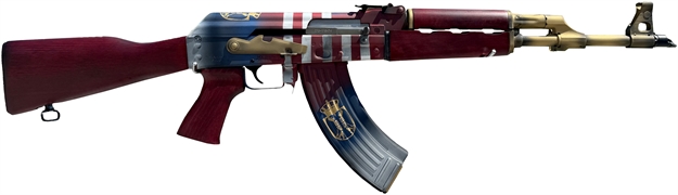 Picture of  Zastava Arms Usa Zr7762ams Zpap M70 Limited Edition 7.62X39mm 30+1 16.30" 24K Gold Plated Barrel, Red/White/Blue 1.5Mm Bulged Trunnion Receiver, Serbian Red Wood Furniture