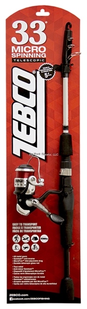 Picture of Zebco 33Micro Spinning Combo 5' Tele, Ul, Eva/Glass, SZ 5, 4.3:1 Ratio, 1Bb W/4# Cajun Line