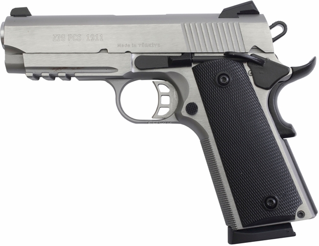 Picture of Zenith Tisas Zig Pcs 1911 Semi-Auto Pistol, 45 Acp, 4" Bbl, Stainless, Three 8 Rnd Mags