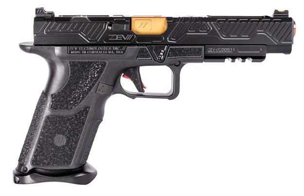 Picture of Zev Oz9compbbrz Oz9 Competition 9Mm Luger Single 5.75" 17+1 Black Grip Black Dlc Slide