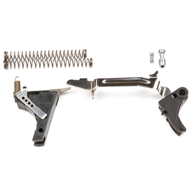 Picture of Zev Technologies Fulcrum Trigger Drop-In Kit. This Trigger Kit Will Work With 9Mm Glock Pistols And Comes With A Black Pad And A Black Safety.