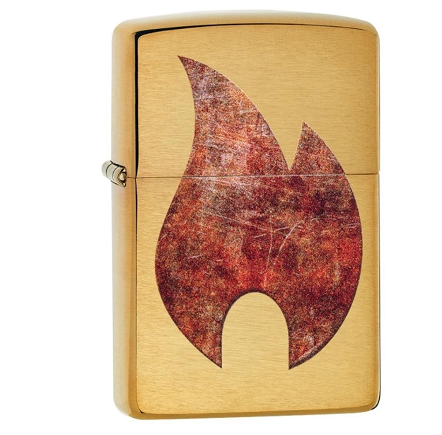 Picture of Zippo Brushed Brass Rusty Flame Lighter
