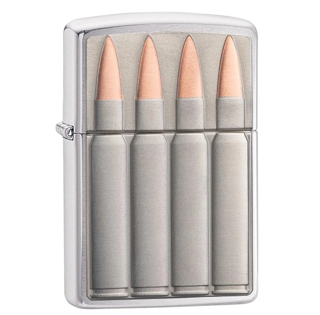 Picture of Zippo Brushed Chrome Bullets Emblem Lighter