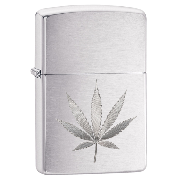 Picture of Zippo Chrome Marijuana Leaf Design